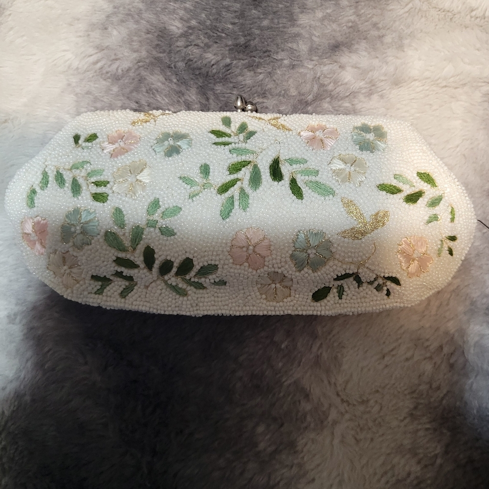 Vintage Hand Beaded Embroidered Silk Clutch Bag Purse La Regale Product Japan
